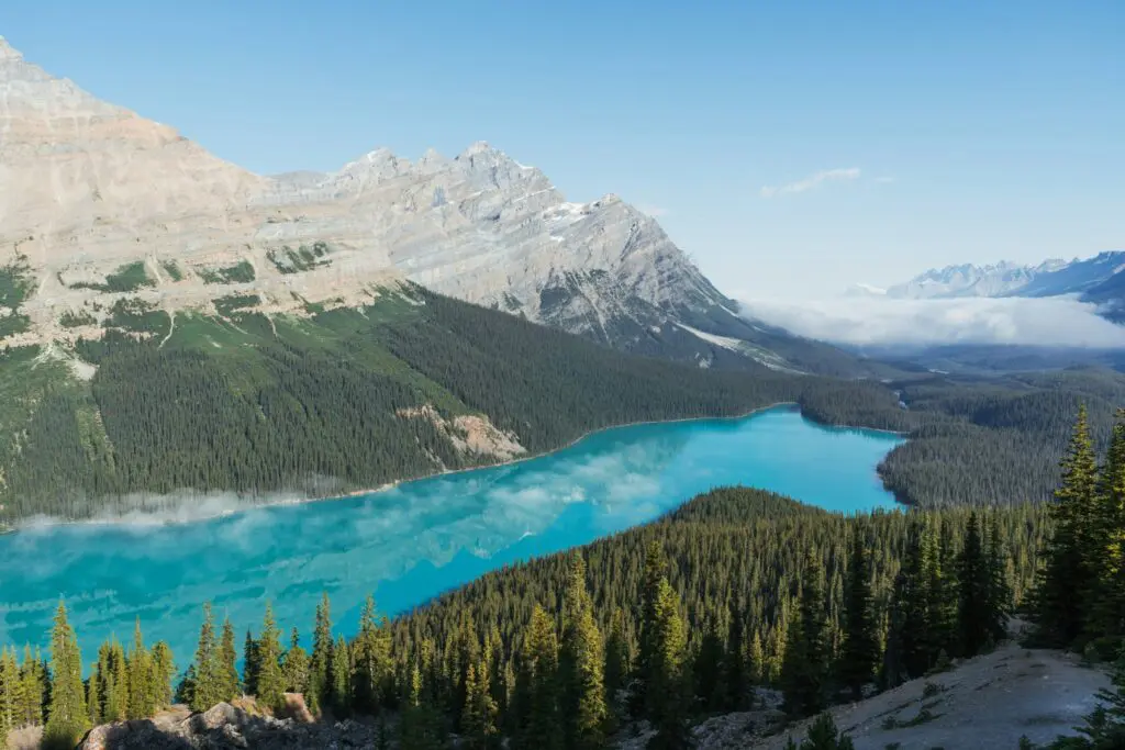 Peyto Lake and mountains in Banff National Park, Canada