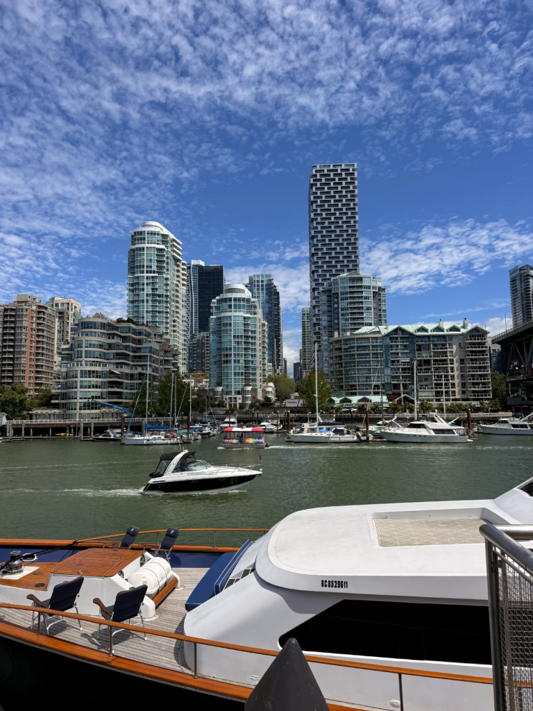 Vancouver cityscape with boats on False Creek