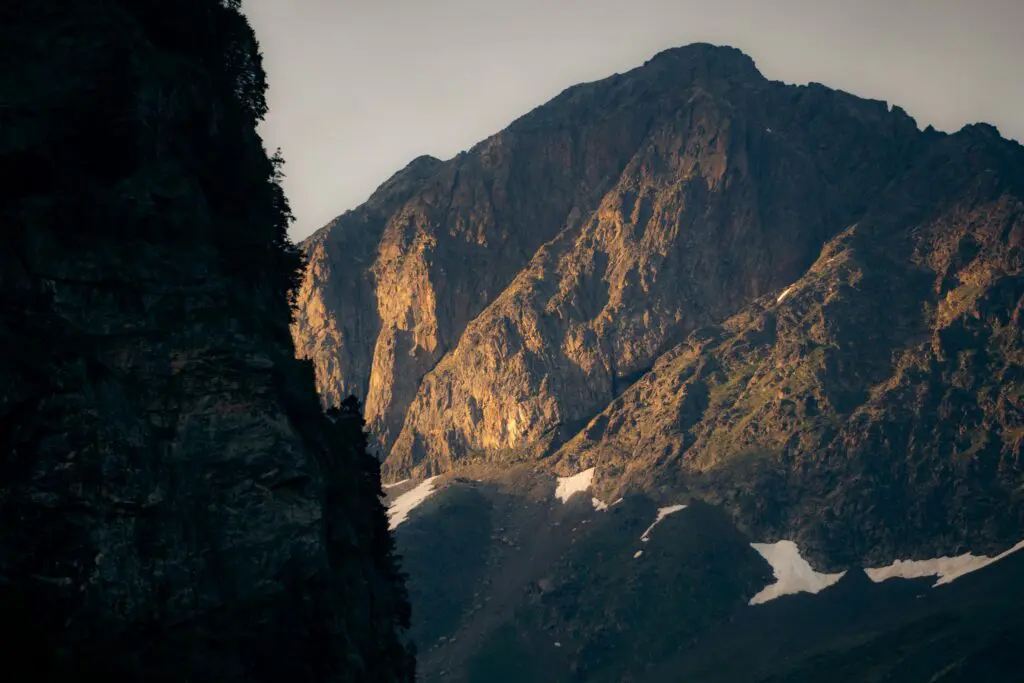 golden hour light on rugged mountains in Georgia