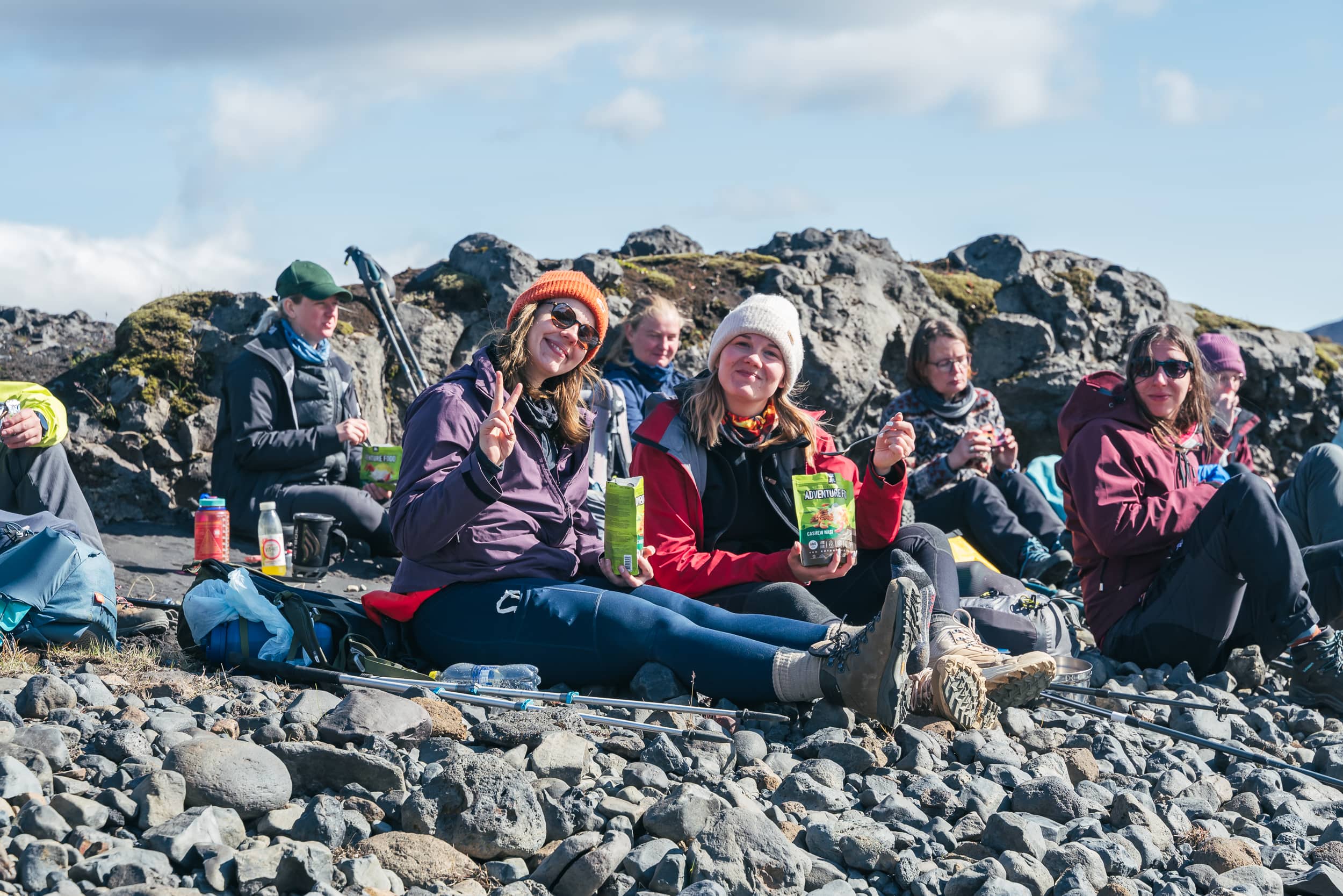 Groupe en pique-nique en islande